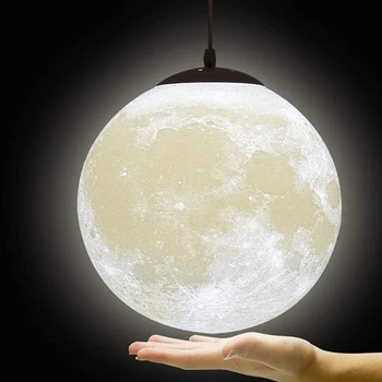 3D Spausdinimo Mėnulis Pakabukas Lempos Šviesa Spausdinimo Naujovė Kūrybos LED Lemputės Planetos Šviestuvai Vaikams Miegamojo Puošmena