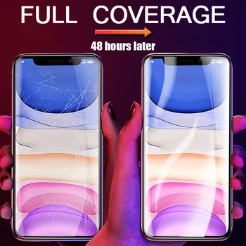 3PCS Hidrogelio Screen Protector, iPhone 11 12 Pro Max 7 8 XR XS Max Full Hidrogelio Flim Už iPhone12 Mini 6 6S SE 2020 Ne Stiklas