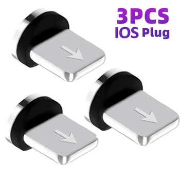 3Pcs Magnetinio Plug Magnetinio Įkrovimo Kabelis, Adapteris Micro USB C Tipo Magnetas Jungties Adapteris Įkrovimo Kabelis