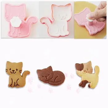 3Pcs/set Cute Kačių Slapukas Formų Minkštas Cutter Sausainių Cutter Pyragas, Pyragai, bandelės, Pelėsių Apdaila, Virtuvė PASIDARYK pats Kepimo Reikmenys