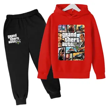 4-14Y 2021 Naujausias Vaikams Laisvalaikio Mados Drabužių Žaidimas GTA 5 Hoodies Gta Gatvės Outwear Berniukai Hip-Hop kostiumas Vaikams Palaidinukė+kelnės