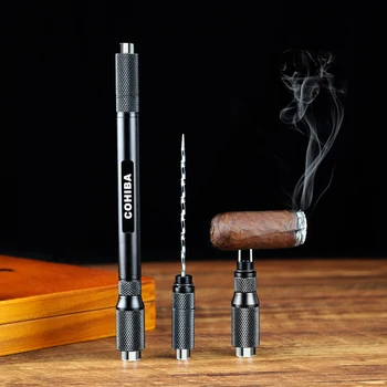 4 In 1 COHIBA Cigarų Skylę Puncher Ilgai Vėdinimo Adata Atidarytuvas Žirklės Pjovimo Kubos Cigarų Įrankis Lazdele Peilis Rūkymo Reikmenys