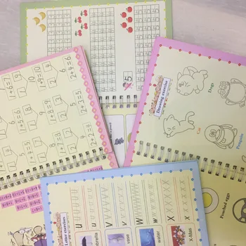 4 Knygos/Rinkiniai Vaikų Mokyklos Copybook 3D Kaligrafija Daugkartinio naudojimo Rašysenos Praktika Išmokti Rašyti lietuviškai Magija Raštinės reikmenys