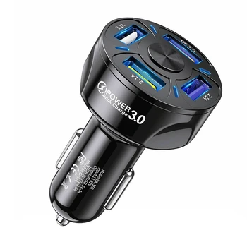 4 Uostuose Automobilių USB Greitas Įkroviklis QC3.0 48W 7A Greito Įkrovimo Adapteris Priedai, Skirti 
