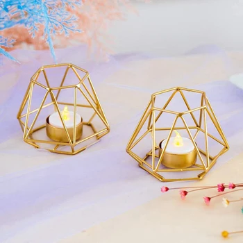 4 Vnt Metalo Geometrinis Dizainas Arbata Šviesos Votive Žvakės Laikikliai, Tuščiaviduriai Tealight Žvakių Laikikliai Vestuvių Namų Puošybai