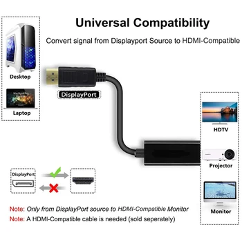 4K 1080P DP HDMI-Suderinamą Kabelį Splitter Vyrų ir Moterų Display Port PC TV Monitorius, Projektorius Televizijos Projetor Nešiojamas