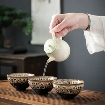 4pcs Keramikos Drinkware Teaware Kinų KungFu Arbatos Rinkinys Teacup Sake Puodeliai 50ml Master Cup Maži Arbatos Puodeliai Dekoro Dovana