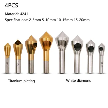4pcs Titano Countersink Pašalinimo Įsprausti Gręžimo Siaurėjantys Skylę Cutter Plieno AluminumHead Chamfering Įrankiai 2-5-10-15-20mm