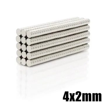 50-1000pcs Neodimio magnetas 4x2 Retųjų Žemių mažas Stiprios Turas nuolatinio 4*2 mm šaldytuvas, Elektromagnetas NdFeB nickle magnetinių DISKŲ