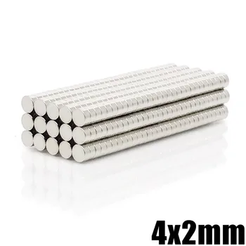 50-1000pcs Neodimio magnetas 4x2 Retųjų Žemių mažas Stiprios Turas nuolatinio 4*2 mm šaldytuvas, Elektromagnetas NdFeB nickle magnetinių DISKŲ