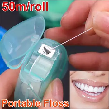 50m Nešiojami Dantų Siūlas Super Soft Tarpdančių Siūlas, dantų Šepetėlis dantų krapštuką Valyti Dantis Skirtumas Dantų Burnos Priežiūros