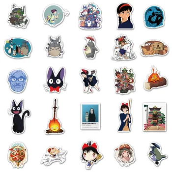 50PCS Hayao Miyazaki Serijos Lipdukų Gerbėjų Anime Derlius Paster Cosplay Atvejui Lagaminą Bagažo Gitara Nešiojamas Vaikams, Žaislai