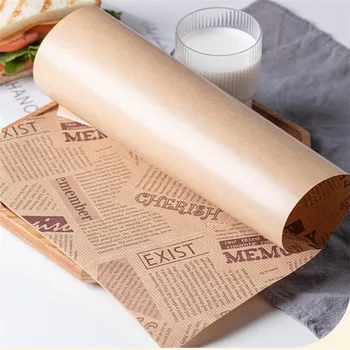 50Pcs Laikraščio Stilius Waxpaper Oilpaper Maisto Vienkartiniai Vyniojamasis Popierius Duona Fri, Mėsainiai Popieriaus Sumuštinių Restoranas Tiekimo