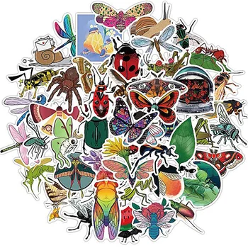 50Pcs Pobūdžio Vabzdžių Lipdukai Gyvūnų Ant Boružės Drugelis, Grafiti, Lipdukai, Decal Švietimo Žaislas, Lipdukai Vaikams