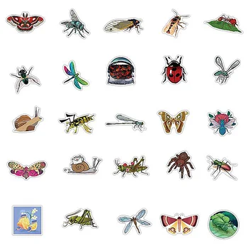 50Pcs Pobūdžio Vabzdžių Lipdukai Gyvūnų Ant Boružės Drugelis, Grafiti, Lipdukai, Decal Švietimo Žaislas, Lipdukai Vaikams