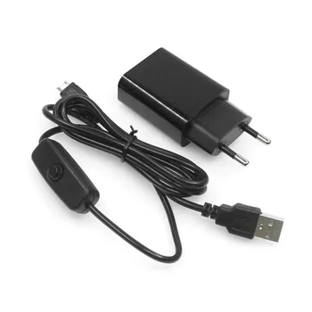 5V 2.5 Micro USB Kabelis, Maitinimo Adapteris Aviečių Pi 3 ES Energijos Įkroviklis su ON/OFF Jungiklis, Mygtukas, Laido Aviečių Pi 3B+