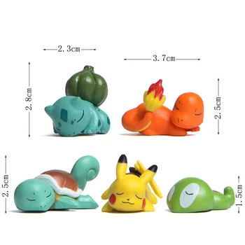 5vnt/daug TAKARA TOMY Pikachu Veiksmų Skaičiai Modelio Anime Pokemon Charmander Bulbasaur Squirtle PVC Pav Žaislai Vaikams, Vaikas Dovanos