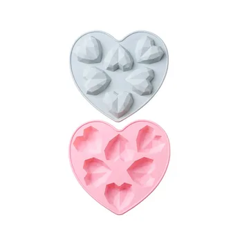 6 Ertmės Silikono Tortas Pelėsių 3D Diamond Meilės Širdies Formos Pelėsių Putėsiai Šokolado, Sausainių Kepimo Dekoravimo Priemonė 