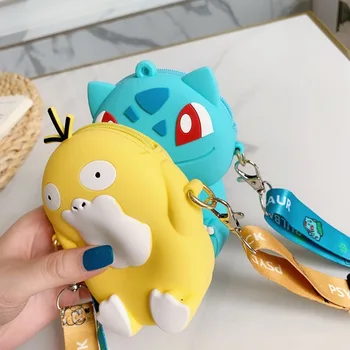 6 stilių Pokemon veiksmų skaičius, pečių maišą Pikachu Squirtle Bulbasaur Charmander minkšto silikono monetos rankinėje vaikų dovanų