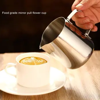 600ml Nerūdijančio Plieno Kavos Putų Ąsotis Traukti Gėlių Puodelis Espresso Puodeliai Latte Art Pieno Putų Ąsotis Su Termometru Lipdukas