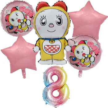 6pcs Doraemon Folija Balionai Animacinių filmų Jingle Katė Oro Kolbų su Gimtadieniu Šalis Dekoro Prekių Vaikams Balon Berniukų, Mergaičių Žaislai