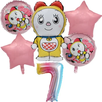 6pcs Doraemon Folija Balionai Animacinių filmų Jingle Katė Oro Kolbų su Gimtadieniu Šalis Dekoro Prekių Vaikams Balon Berniukų, Mergaičių Žaislai