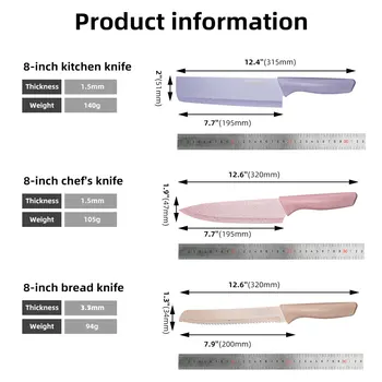 6PCS Nerūdijančio Plieno Virtuvės Įrankių Rinkinys Stovyklavimas maisto gaminimas Kapojimo Duona Chef Peilis Žirkliniai Daržovių Skustukas Slicer Spalvingas Rinkinys