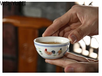 6pieces/partijos Arbatos rinkinys puodelis baltas antikvariniai taurės keramikos arbatos rinkinys master cup rankų Doo Cai vištienos cilindrų taurė