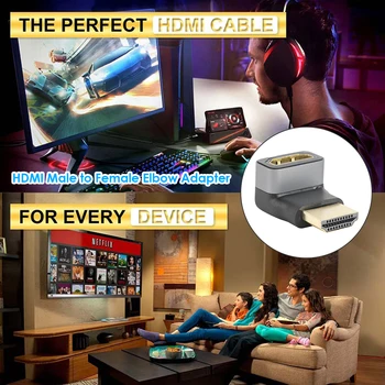 90 Laipsnių HDMI suderinamus Extender Adapteris PS4 HDTV Projetor Nešiojamas Stebėti stačiu Kampu Vyrų ir Moterų Vaizdo Keitiklis