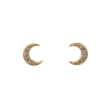 925 Sterlingas Sidabro Auskarai Moterims Mėnulis Crescent Gold Crystal Cirkonis Mini Dizaino Mados Vestuvių Papuošalai, Aksesuarai INEFFA