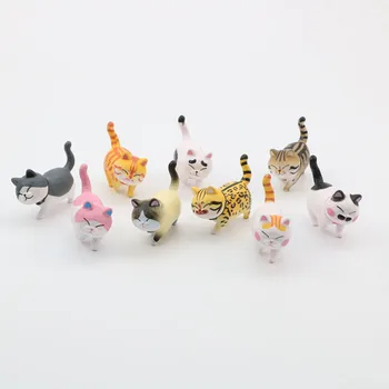 9pcs/Set Anime Puikus Modeliavimo Bell Katė 4cm PVC Gyvūnų Veiksmų Skaičius, Apdailos Žaislas, Kolekcines, Modelis Vaikams, Žaislų, Dovanų