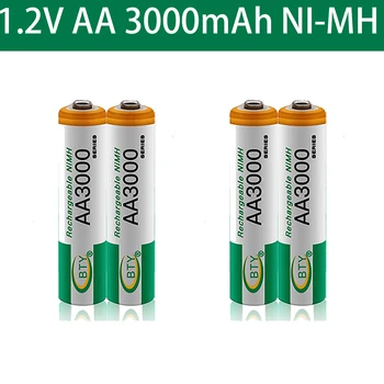 AA 3000 1.2 V Quanlity Įkraunamos Baterijos AA 3000mAh NI-MH 1.2 V Įkraunamas 2A Baterija 3000+Nemokamas pristatymas