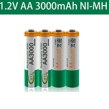 AA 3000 1.2 V Quanlity Įkraunamos Baterijos AA 3000mAh NI-MH 1.2 V Įkraunamas 2A Baterija 3000+Nemokamas pristatymas