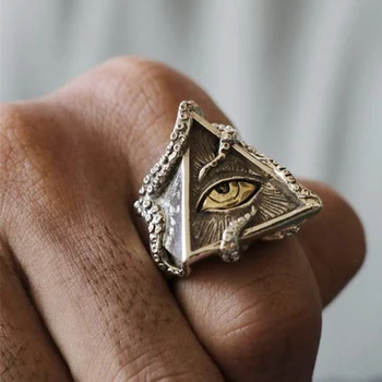 Akių Horo Unikali Asmenybė Trikampis Sidabro Spalvos Žiedai Perdėta Aštuonkojo Čiuptuvai, Jubiliejų, Šventinių Dovanų Papuošalai