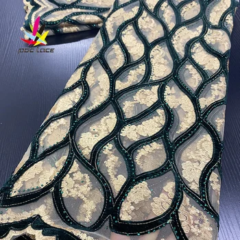 Aksomo Audinys Su Siuvinėjimo Nėrinių Juoda Elegantiška, Graži Gėlė Afrikos, Nigerijos, Prancūzijos Naujausius Dizaino Aukštos Kokybės Suknelė