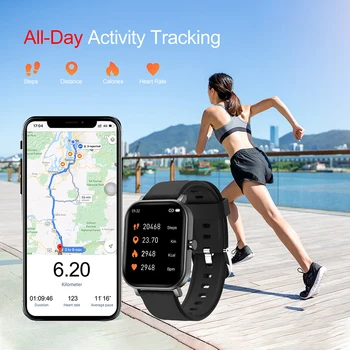 ALLCALL S10 1.69 colių 2021 Smart Watch Vyrų Fitneso Tracker Širdies ritmo Miego Žadintuvas Moterų Smartwatch 