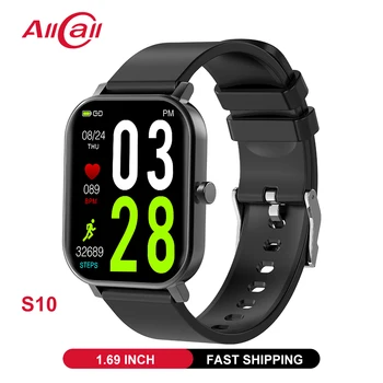 ALLCALL S10 1.69 colių 2021 Smart Watch Vyrų Fitneso Tracker Širdies ritmo Miego Žadintuvas Moterų Smartwatch 