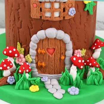 Animacinių Filmų Durų Žolės Grybų Krepšius, Pelėsių Silikono Formos Minkštas Tortas Dekoro Priemonė Gumpaste Sugarcraft Šokolado Forma Bakeware