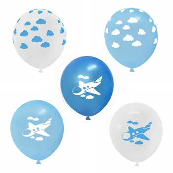 Animacinių Filmų Orlaivių Debesis Spausdinti Latekso Balionas Balta Mėlyna Ballon Nustatyti Plokštumos Temą Vaikų Gimtadienio Džiaugtis Oro Kamuolys Apdailos 75