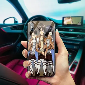 Anime Ataka Titan Eren Levi Mikasa Karšto Grūdintas Stiklas Telefono dėklas 