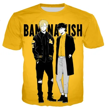 Anime Bananų Žuvų T Marškinėliai Vyrams/moterims Vasaros 3D Bananų Žuvų Atspausdintas T-shirt Atsitiktinis Harajuku Stiliaus marškinėliai Tee Streetwear
