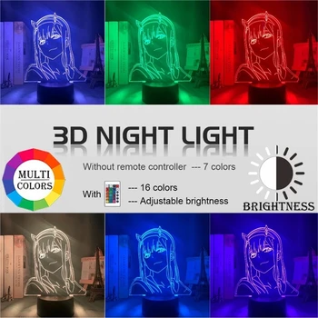 Anime Darling į Fanxx Pav Modelio LED Nakties Šviesos 02 Nulio Dviejų Veiksmų Skaičiai 3D Lempos Gimtadienio Dovanos Anime Mėgėjams