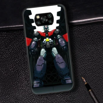 Anime Komiksai Robotas Mazinger Z Telefono Padengti Korpuso Xiaomi Mi A2 A3 8 9 SE 9T 10 10T Pro Lite Ultra Poco X3 black Bamperis