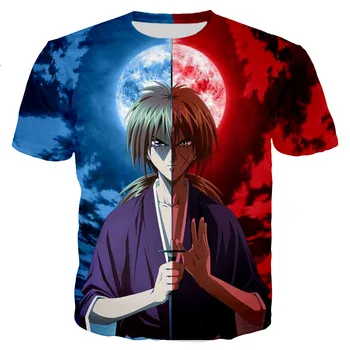Anime Rurouni Kenshin Vyrai/moterys Naujas Mados Cool 3D Atspausdintas T-marškinėliai, Unisex Laisvalaikio Stiliaus Marškinėlius Streetwear