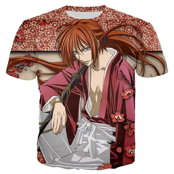 Anime Rurouni Kenshin Vyrai/moterys Naujas Mados Cool 3D Atspausdintas T-marškinėliai, Unisex Laisvalaikio Stiliaus Marškinėlius Streetwear