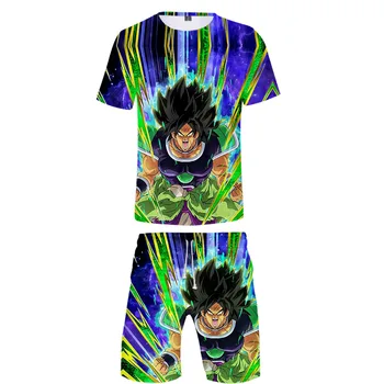 Anime Super Broly marškinėliai ir šortai Nustatyti Vasaros Vyrų Rinkiniai Aukštos kokybės Gokas 3D Paplūdimio šortai Unisex vaikų Drabužių rinkiniai