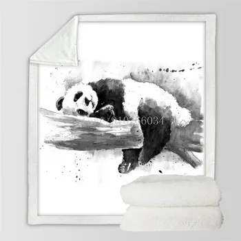 Antklodė Mesti Antklodės Juoda ir Balta Mielas Panda Lovos Antklodės Kristalų Aksomo Vilnos Sherpa Pasirinkti Vieno Sluoksnio, Dviejų sluoksnių Antklodė