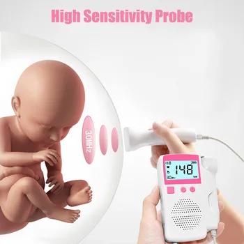 Atnaujintas Doplerio Vaisiaus Širdies ritmo Jutiklis Monitorius, Nešiojamų Namų Nėštumo Kūdikių Embrionų Stetoskopas LCD Ekranas Ne Radiacija