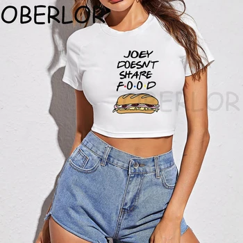 Atsitiktinis Mados Joey neatskleis Maisto T-Shirt Estetinės O-Kaklo Juokinga Moteriška Apranga Naujo Dizaino Vasarą Moterys Pasėlių Top Marškinėliai