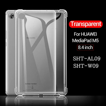 Atsparus smūgiams Silikoninis Atveju, Huawei MediaPad M5 8.4 SHT-AL09 SHT-W09 Skaidria Guma oro Pagalvė Lankstus Bamperis + Grūdintas Stiklas